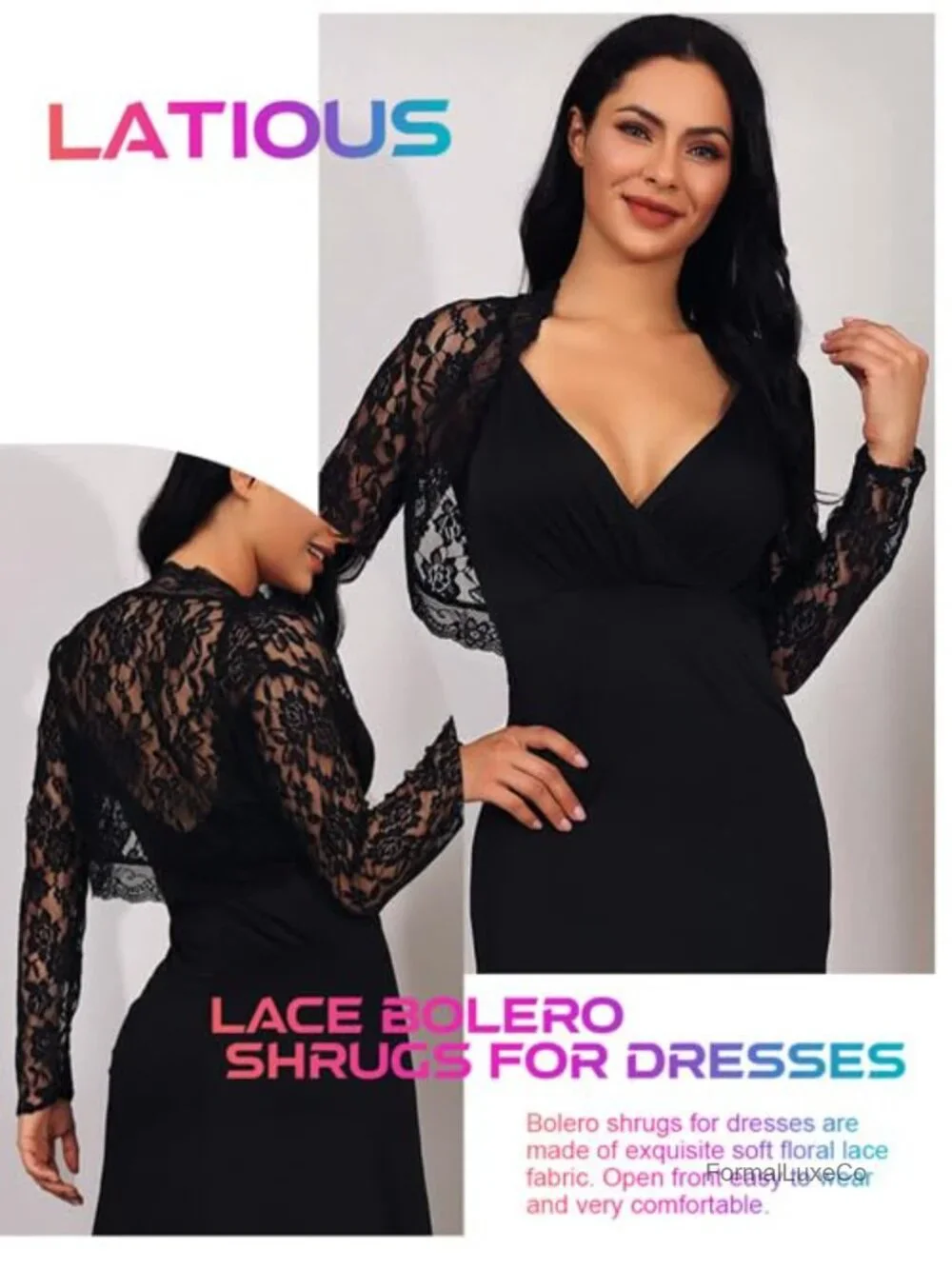 Lace Bolero Shrug Long Sleeve Formal Bridal Women's Topper